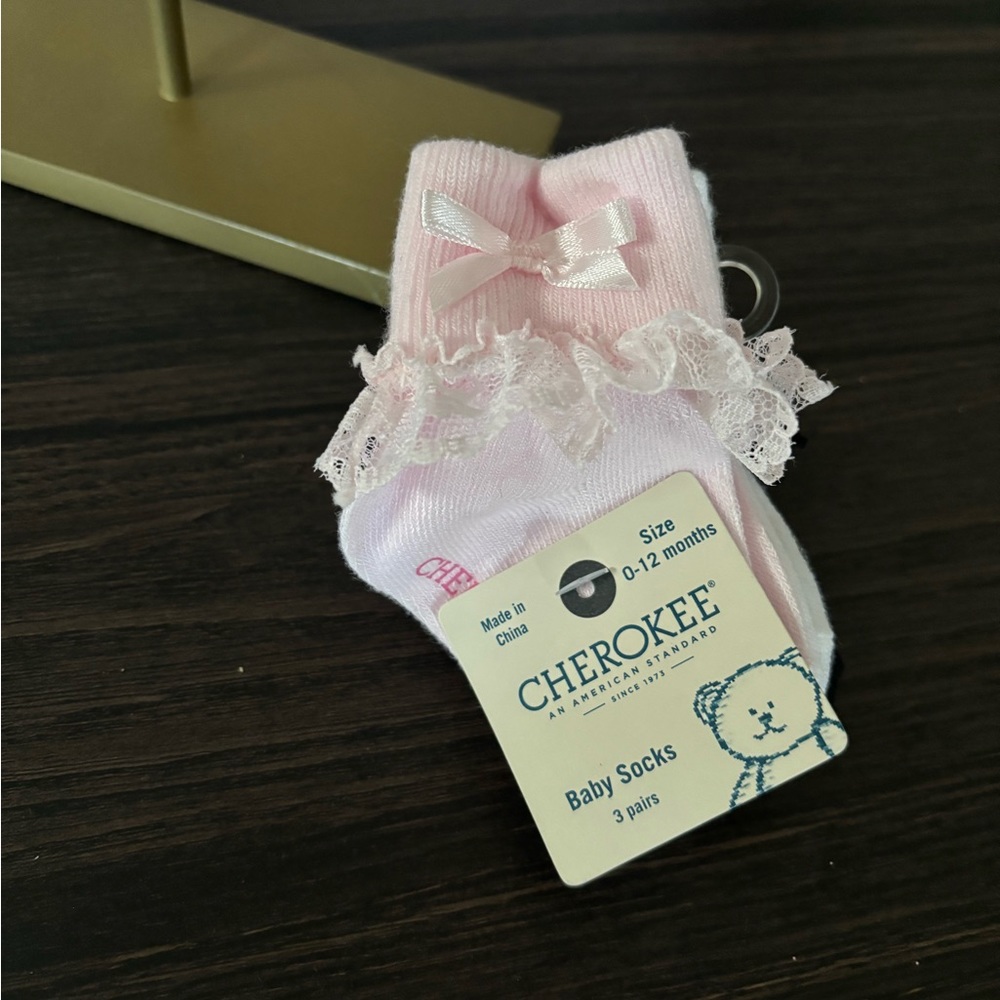 Pink white & black socks